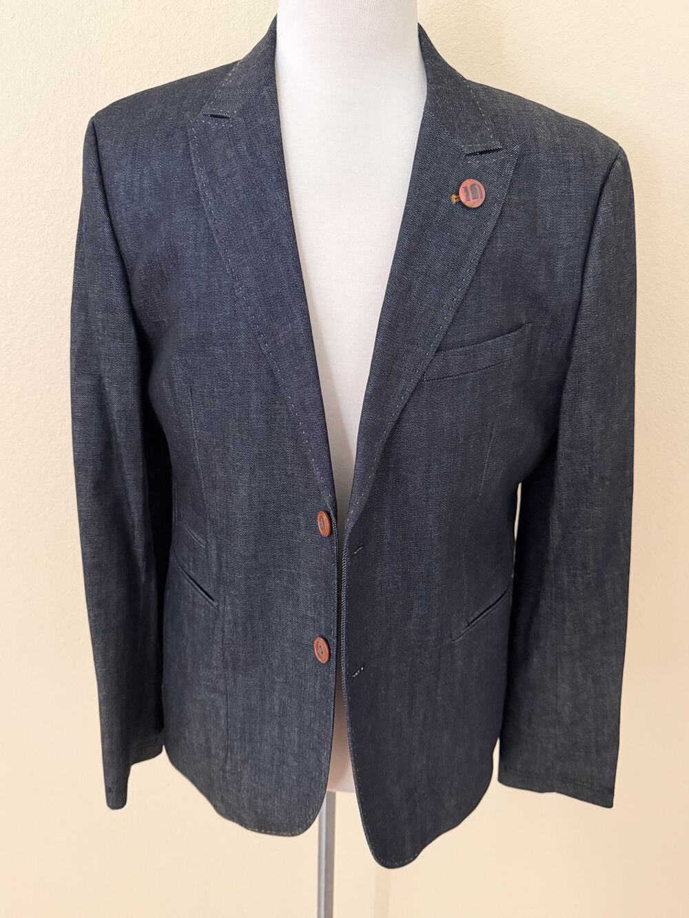 Raw Correct Line By G-Star Men Gray/Blue Denim Blazer Size 40